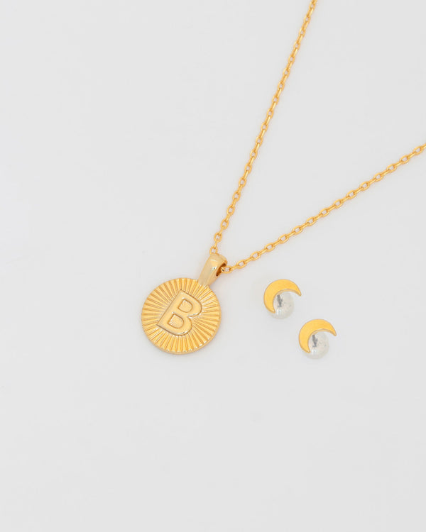 Collar Letra Destellos + Aretes