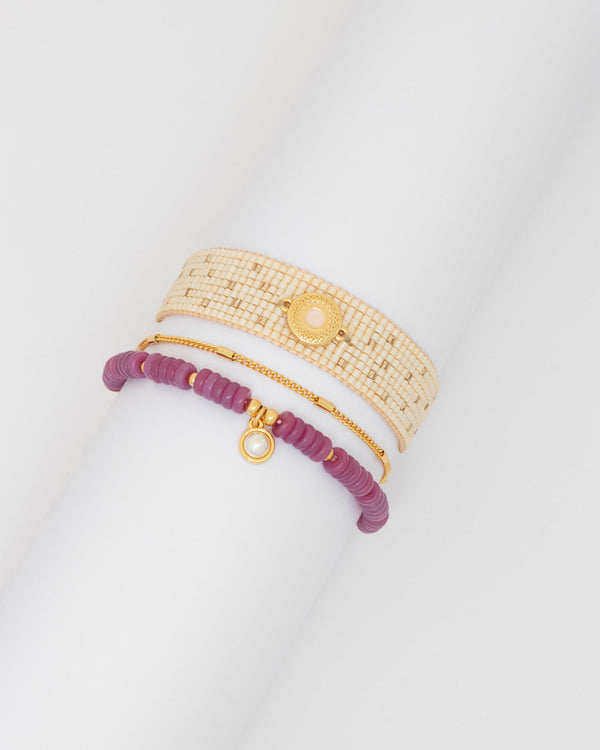 Set X3 Pulseras Tejida Perla