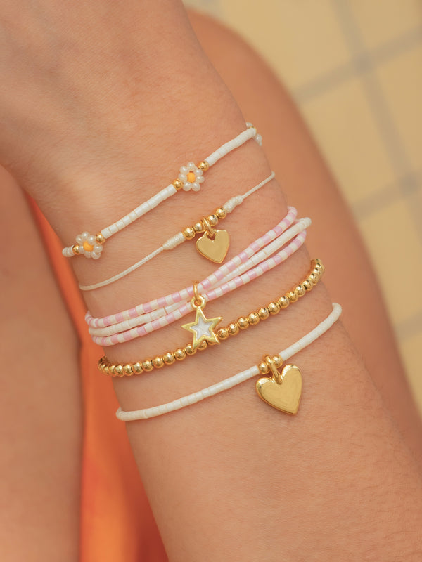 Set X5 Pulseras Margaritas + Aretes